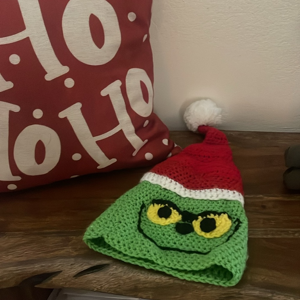 Handmade Crochet Grinch Christmas Hat | Kids Holiday Beanie | One of a Kind